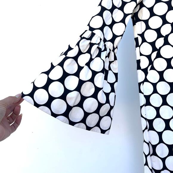 Dries Van Noten Polka Dot Bell Sleeve Mod Dress Black White 38 Cotton 6 - Picture 5 of 12